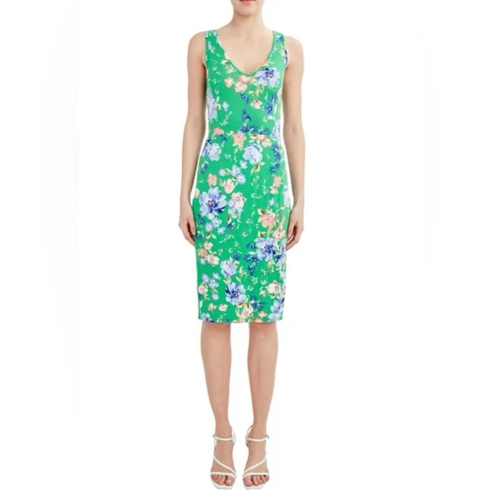 BCBG Green Floral Dress